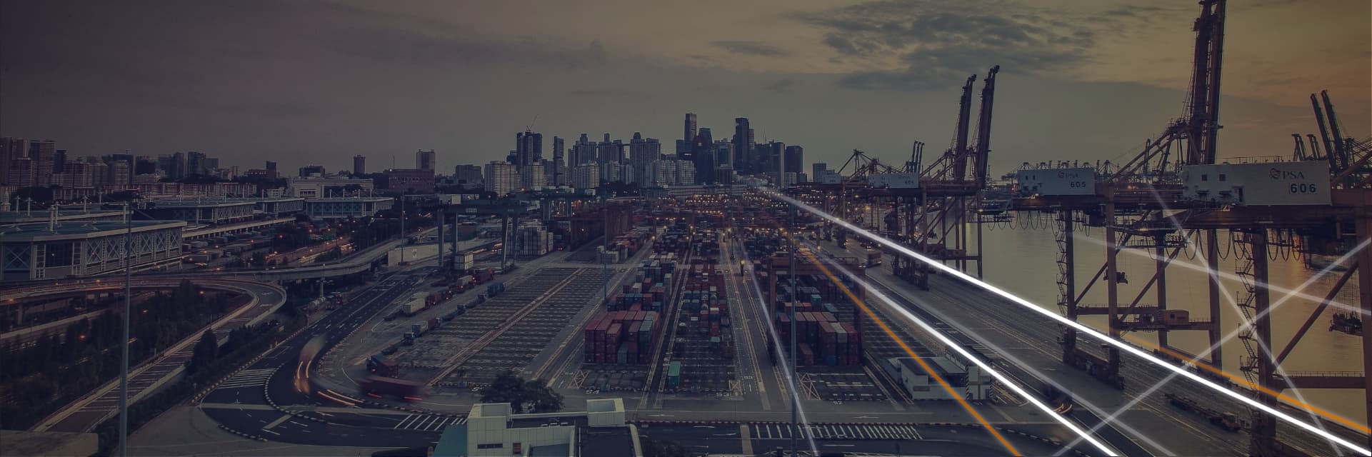 Shipping port with motion graphic