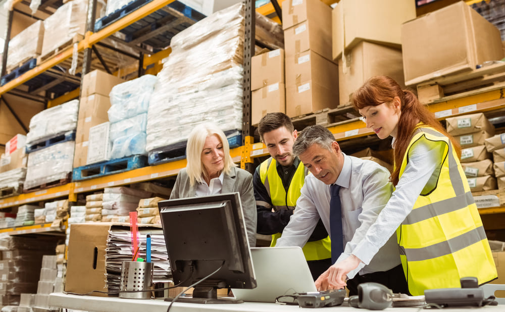 Warehouse Managers on computer